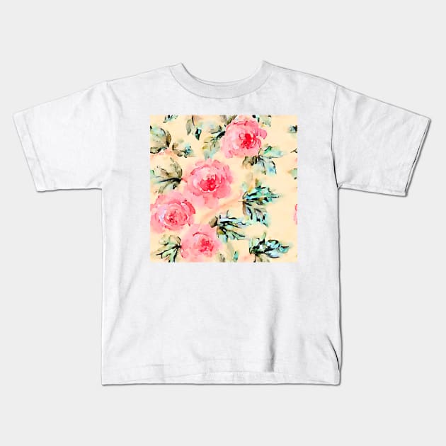 Watercolor shabby chic roses Kids T-Shirt by SophieClimaArt